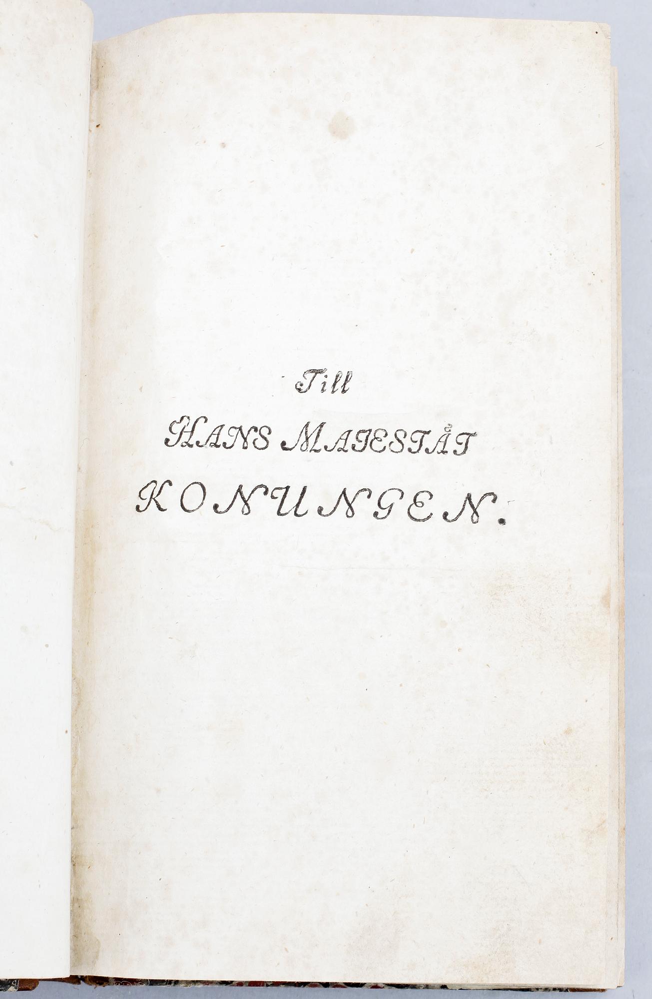 BOK, vol I "Resa till Goda Hopps-udden, Södra Pol-kretsen och omkring Jordklotet..", av Anders Sparrman, Stockholm 1783.