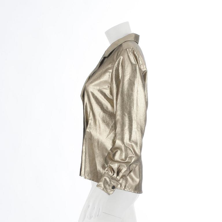 CHRISTIAN DIOR, a goldlamé jacket / shirt. Size 8.