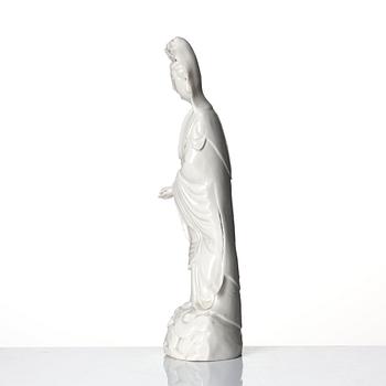 A Chinese blanc de chine figure of Guanyin, Qing dynasty, 19th Century.