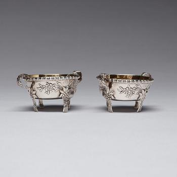 A Pair of Swedish 18th century parcel-gilt silver salts, mark of Sven Dahlström, Gävle 1783.