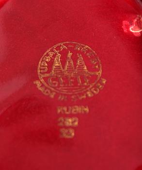 PARTI FLINTGODS, 4 delar, "Röd Rubin", Gefle.