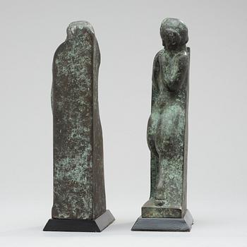 A pair of Axel Gute patinated metal bookends, Sweden 1919.