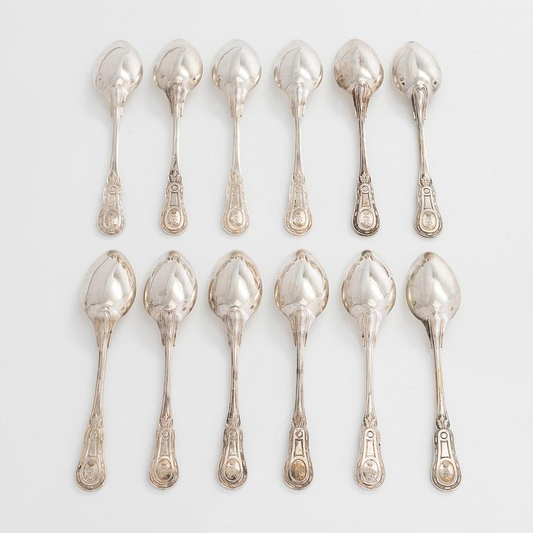 Josef Carl Klinkosch, dessertskedar, 12 st, silver, Wien, 1872-1922.