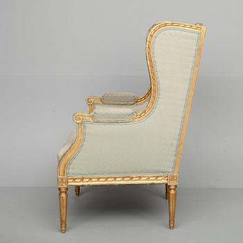 FÅTÖLJ, gustaviansk stil, förgylld, 1900-talets början.