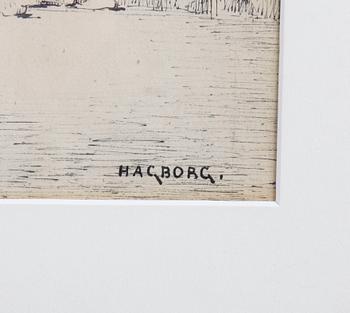 HAGBORG, AUGUST, tusch, sign.