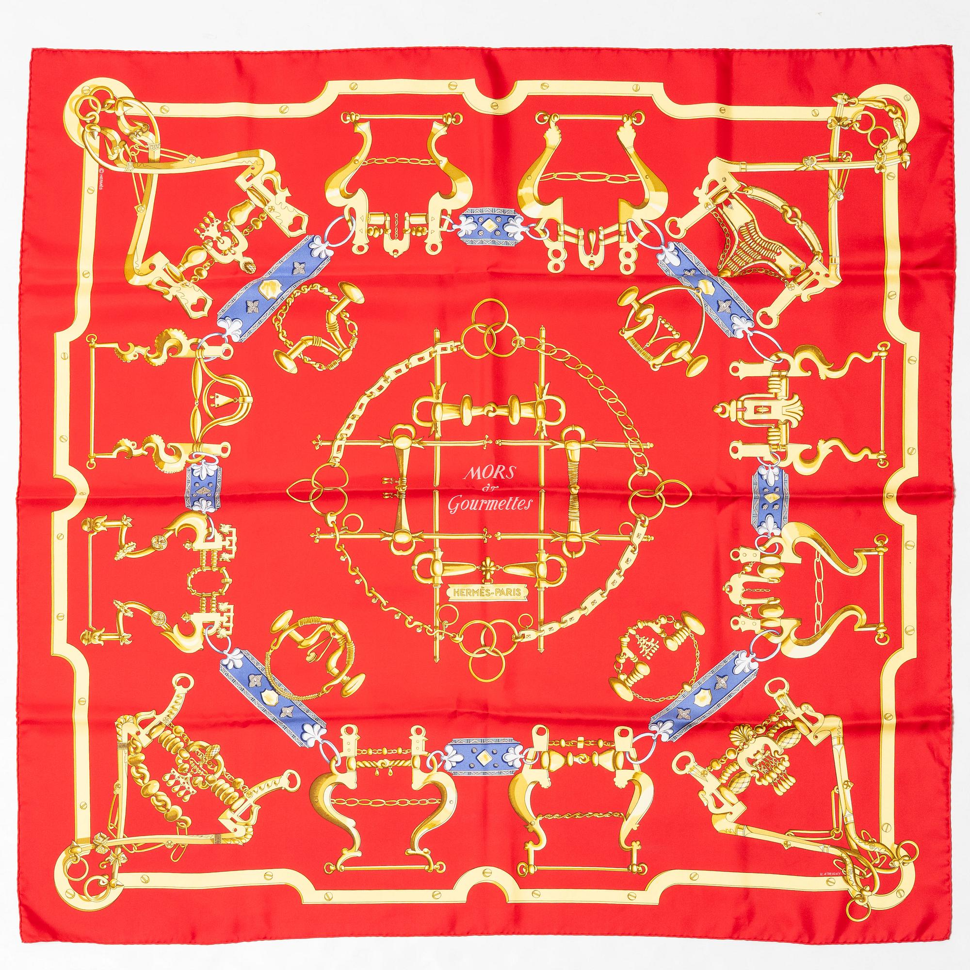 Hermès, scarf, "Mors & Gourmettes".