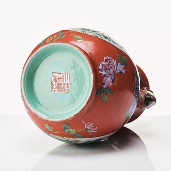 A famille rose vase, Republic with Guangxu mark.