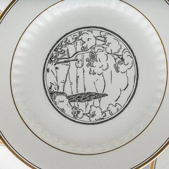 MATSERVIS, 58 delar, opak, Wilhelm Kåge, "Landskap", Gustavsberg.