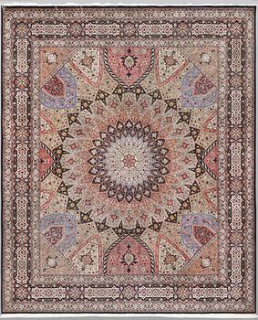 A part silk Tabriz carpet, so called 50 Radj, c. 300 x 250 cm.