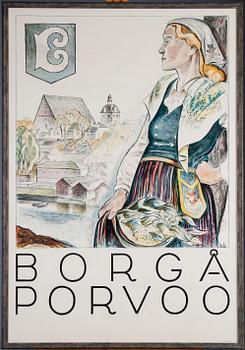 AFFISCH, litografiskt tryck, efter Lennart Segerstråle, sign. L.S. och daterad 1946 i trycket, Tilgmann, Helsingfors.