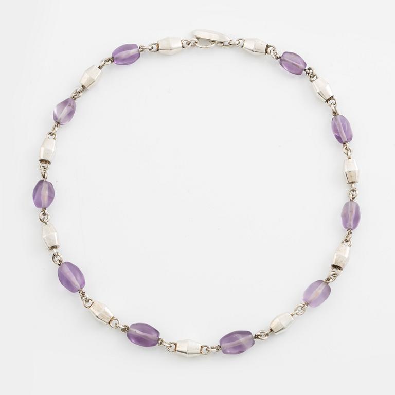 Saarela Arvo, necklace, silver with amethysts, Enköping 1966.