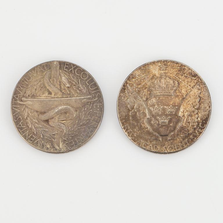 TVÅ MEDALJER, Alfred Nobel, silver.