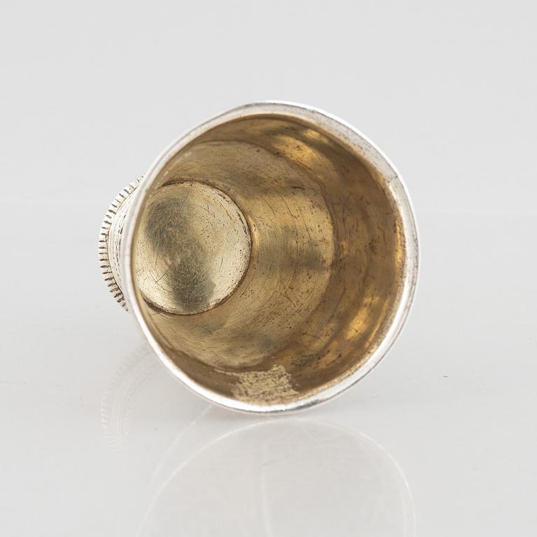 Carl Lemon d.ä., bägare, silver, Uppsala 1738. Rokoko.