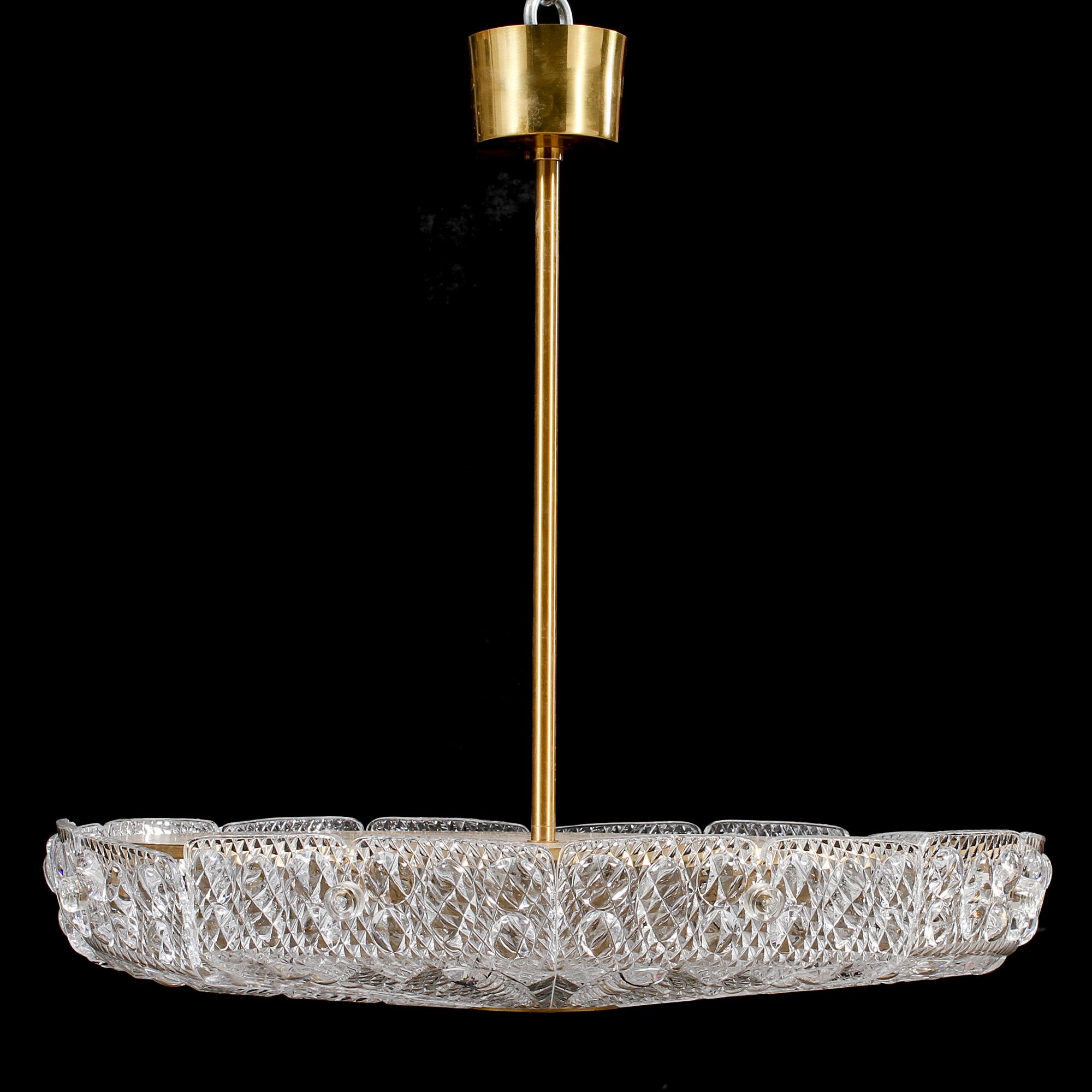 TAKLAMPA, Orrefors, 1900-talets andra hälft, höjd ca 50 cm.