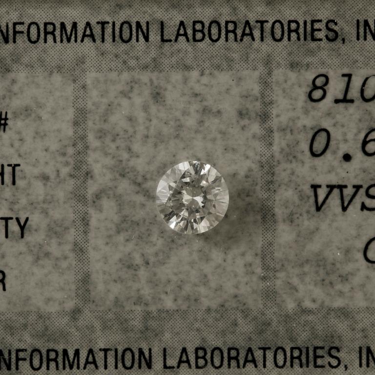 Diamantgradering, A brilliant cut diamond, loose. Weight 0.68 cts.