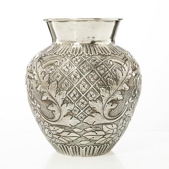 A Rococo style silver vase, 20th century.