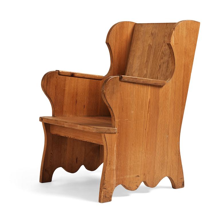 Axel Einar Hjorth, probably, a stained pine "Lovö" armchair, Nordiska Kompaniet, Sweden.