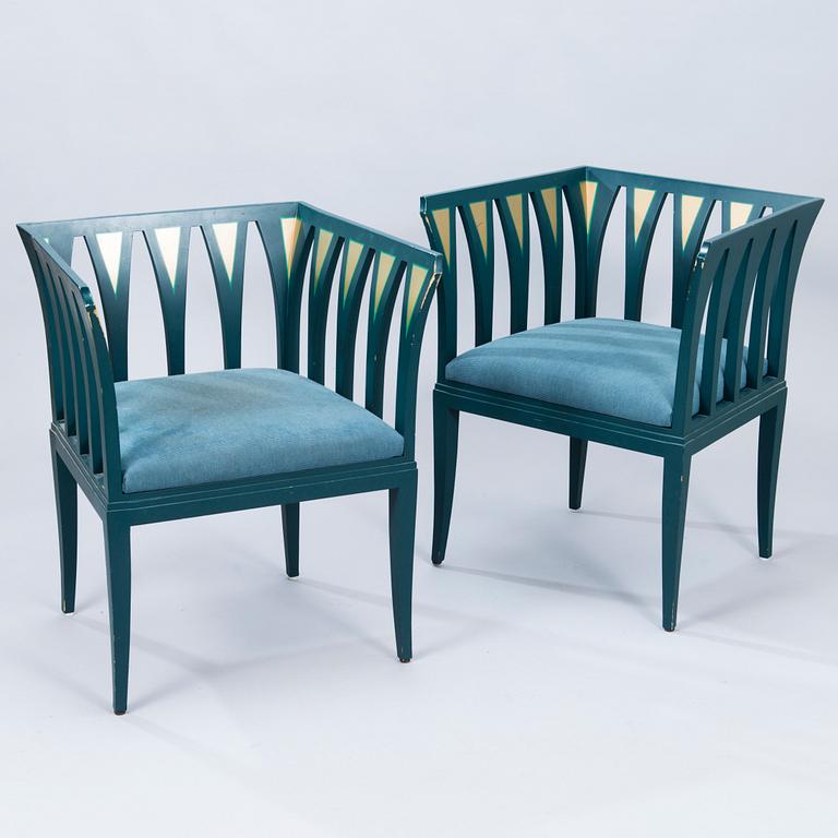 A pair of "Blue Chair" armchairs by Eliel Saarinen, Adelta, Finland 1983.