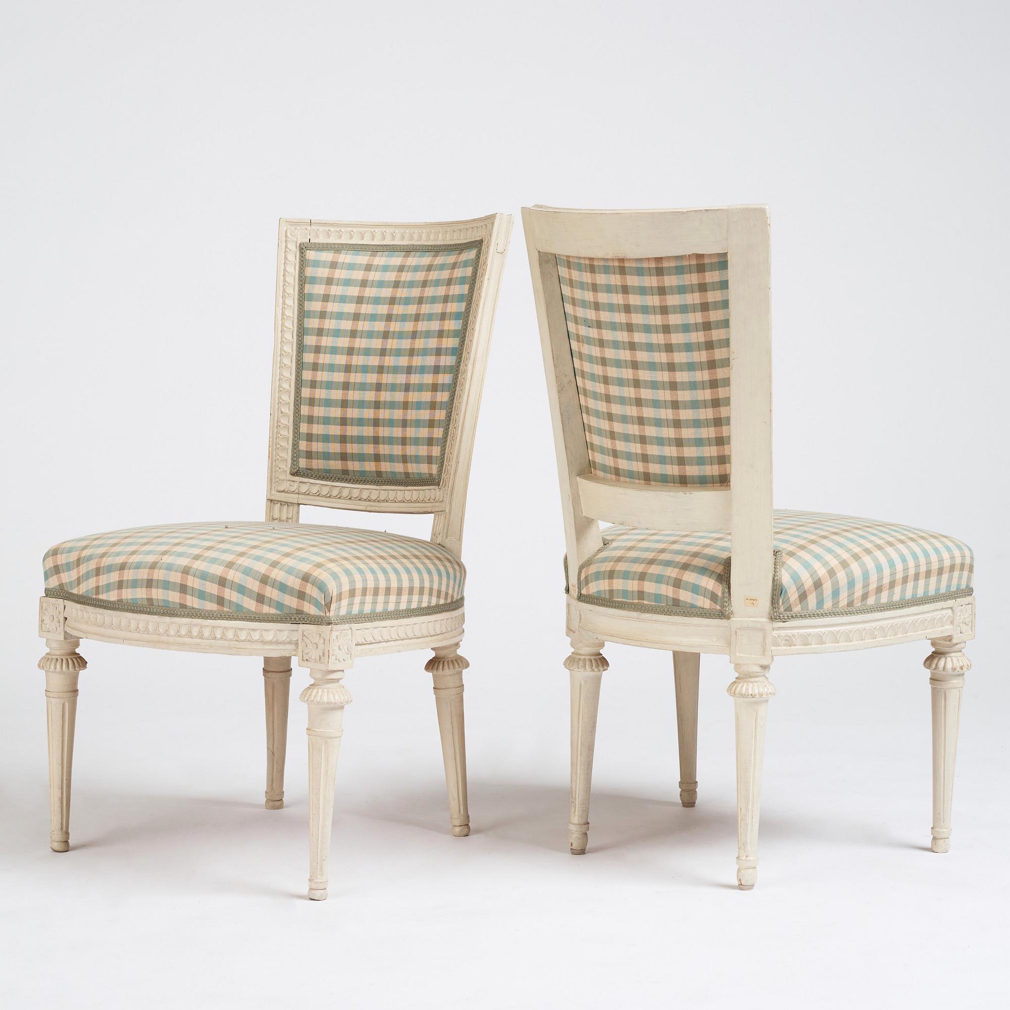 A matched set of twelve Gustavian chairs, second part of the 18th century.