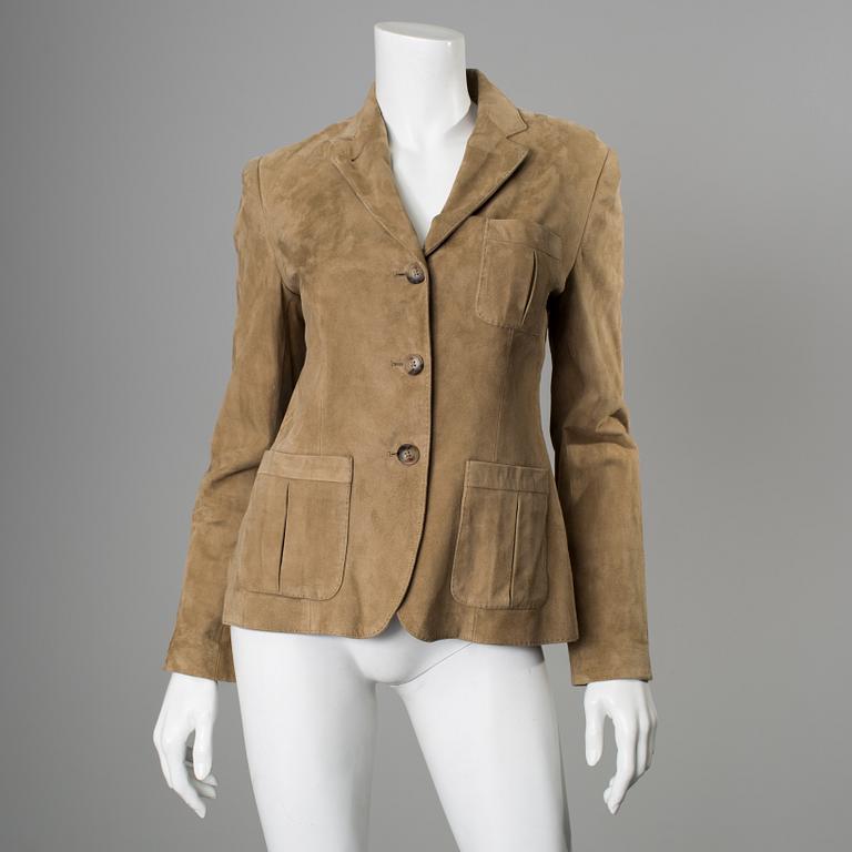 A suede jacket by Ralph Lauren.