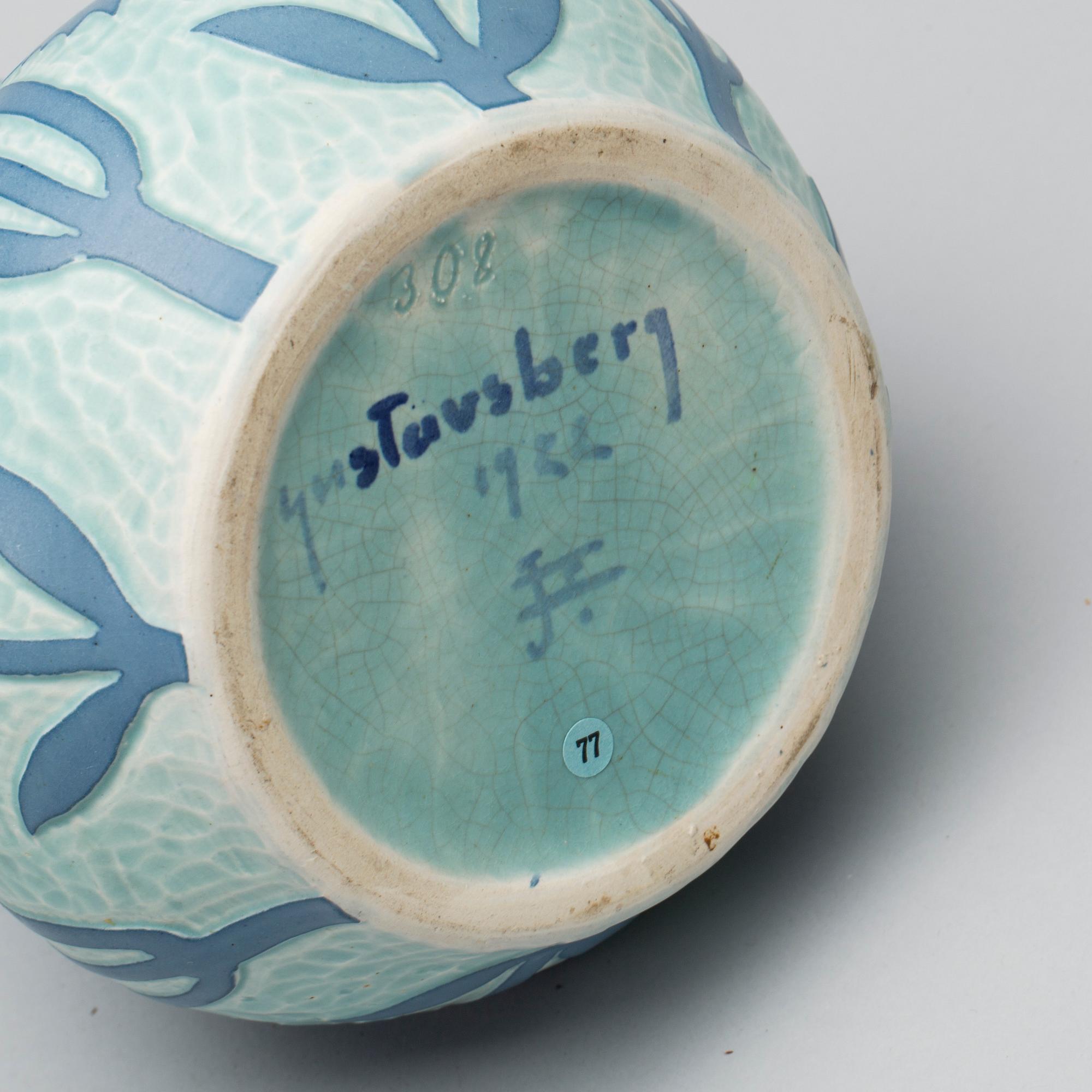 VAS, flintgods, Josef Ekberg, Gustavsberg, Sgrafitto, 1922, märkt 308.