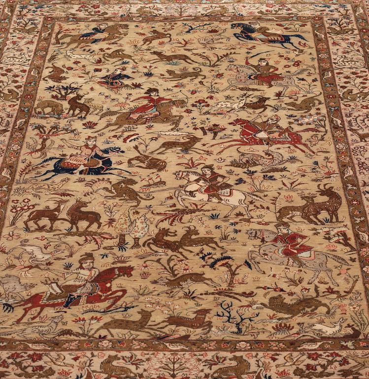 SEMI-ANTIQUE/OLD SILK QUM. 210 x 139,5 cm. One of a pair.