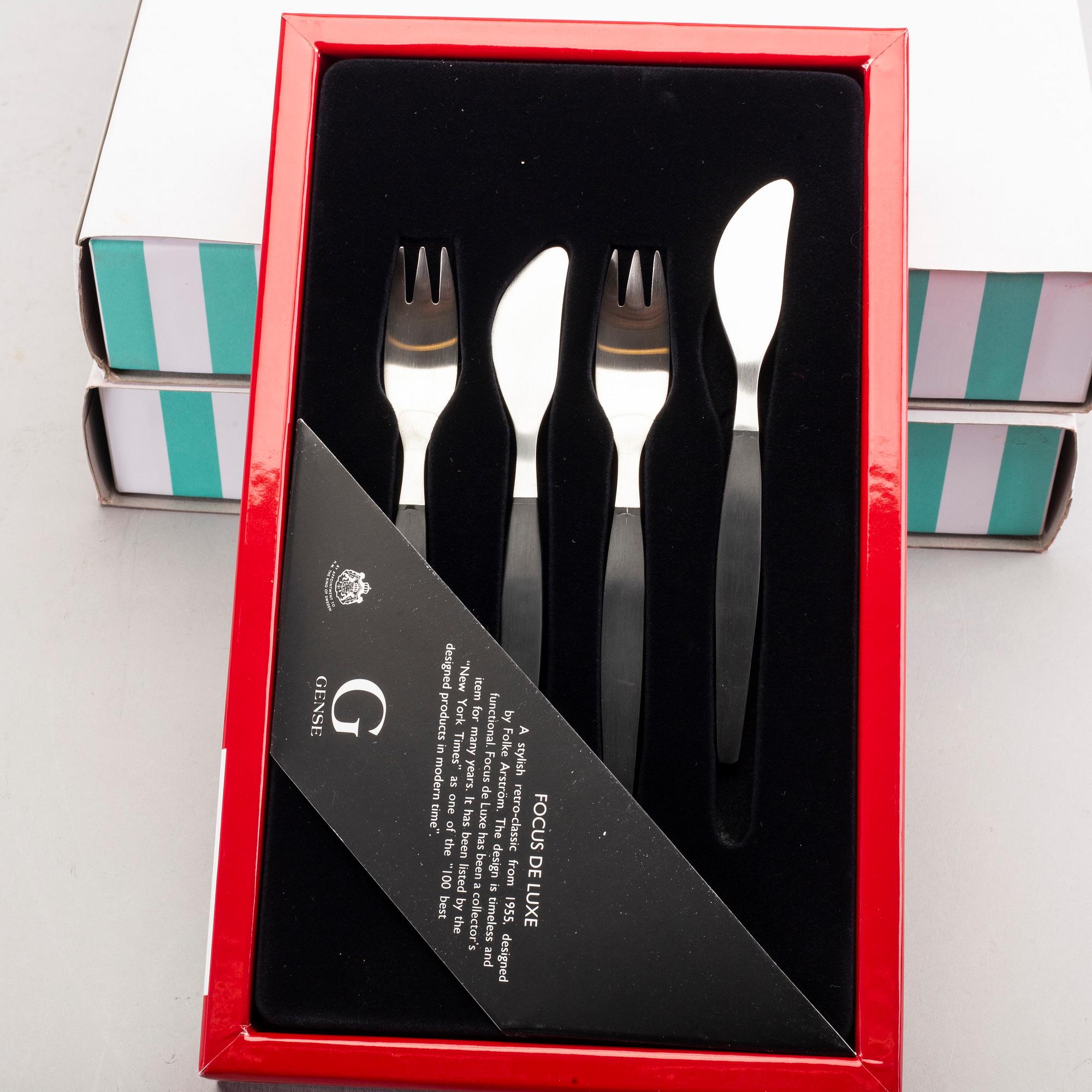 FOLKE ARSTRÖM, smögåsbestick, 32+6+2delar, "Focus De Luxe", rostfritt stål, Gense.