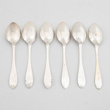 A set of six Swedish silver spoons, mark of Magnus Ljungqvist, Kristianstad 1809-1812.