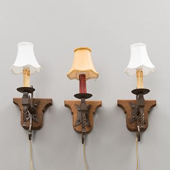 A set of 3 late 20th century wall lights.