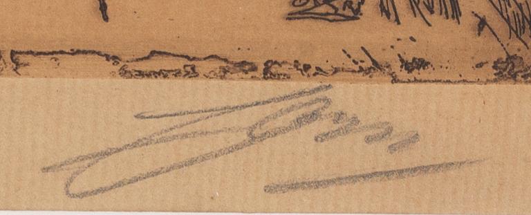 Anders Zorn, a signed etching from 1895.