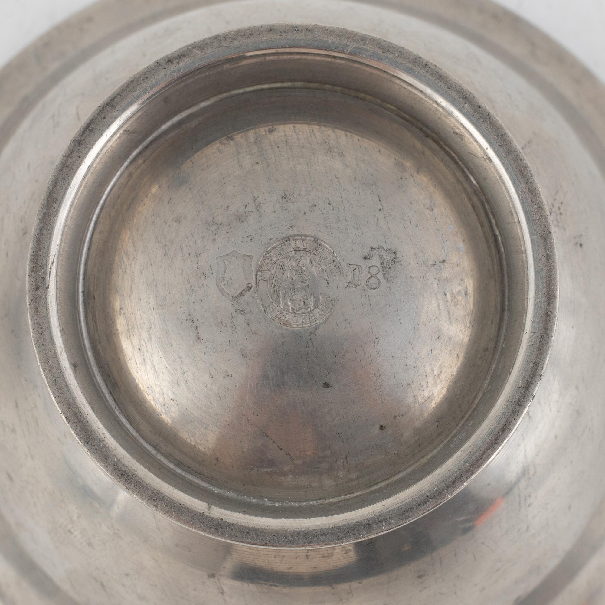 Firma Svenskt Tenn, a set of three pewter bowls, Stockholm, Sweden 1924, 1926 and 1930, model A 9, A 216 and A 7.