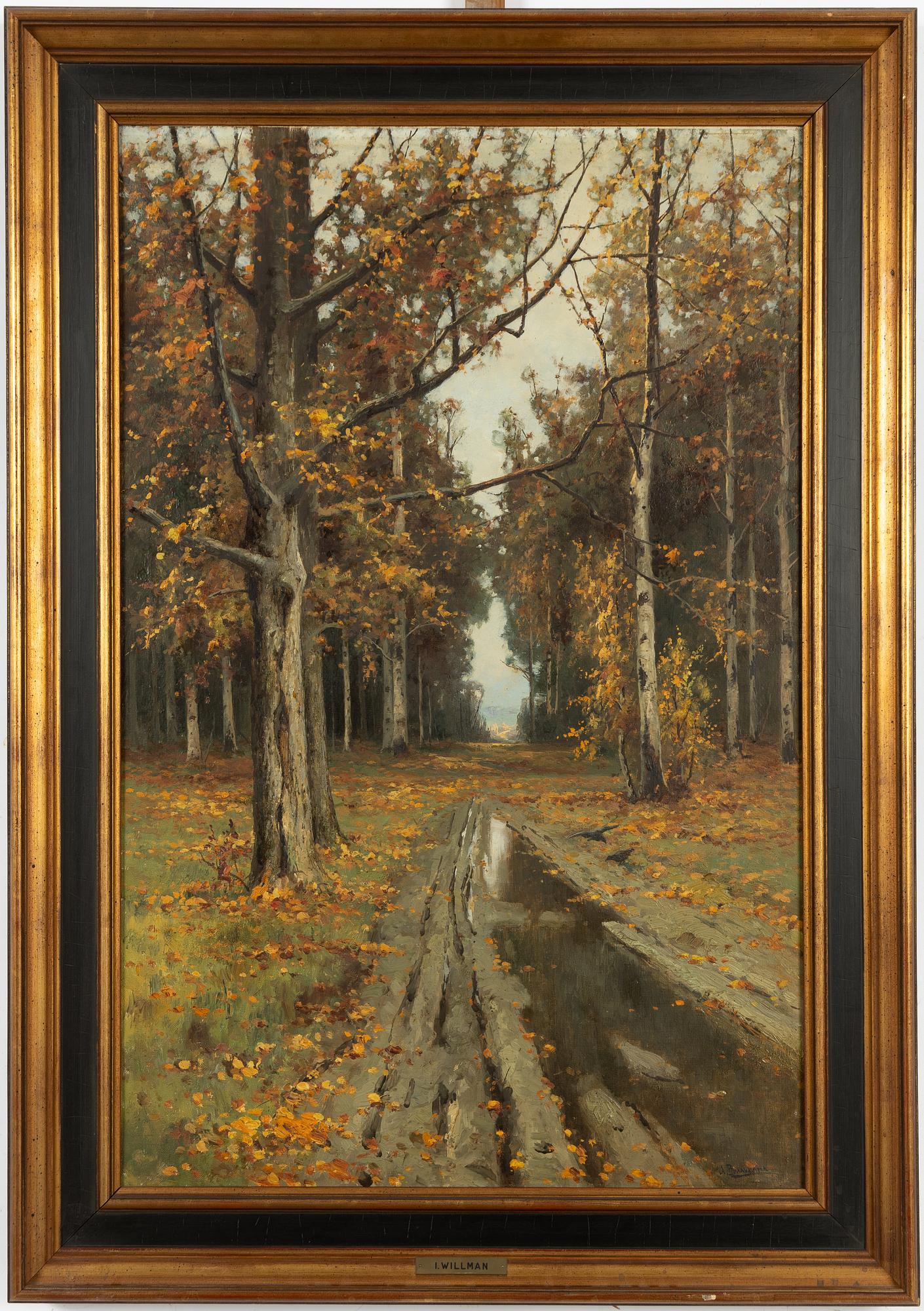 Unknown artist, possibly Russia, 19th century, Autumn landscape with road.