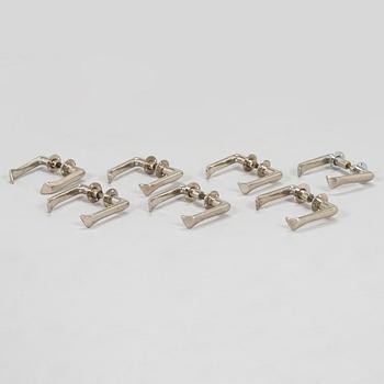 Alvar Aalto, seven paris of mid-20th century doorhandles manufactured by Kellokosken Tehdas, Finland.