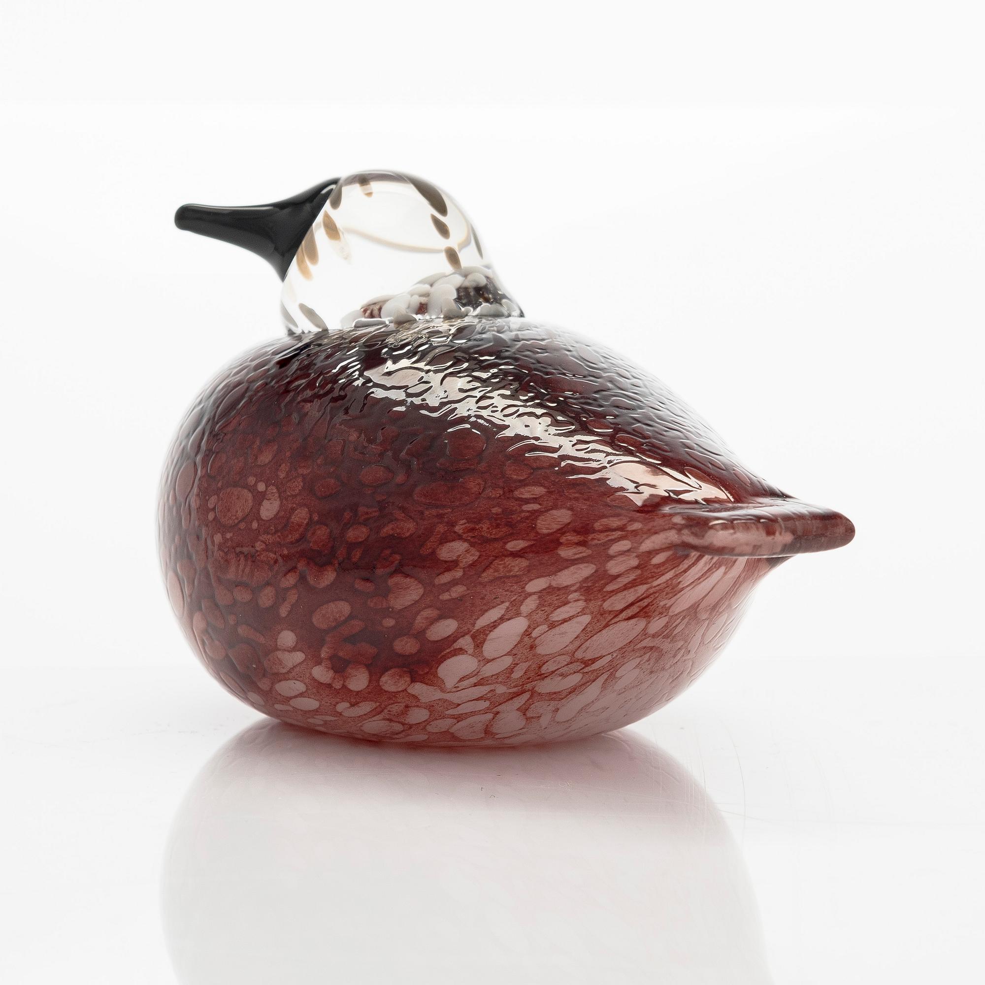 Oiva Toikka, A glass bird, 'Rosy Finch' signed O. Toikka Nuutajärvi.