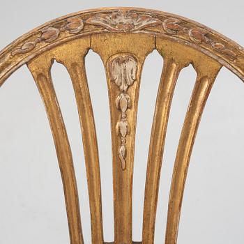 Three late Gustavian chairs, Sweden, around 1800.