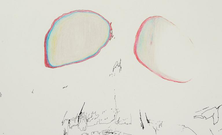 MATT GREENE, utförd 2003, bläck och färgkrita på papper.