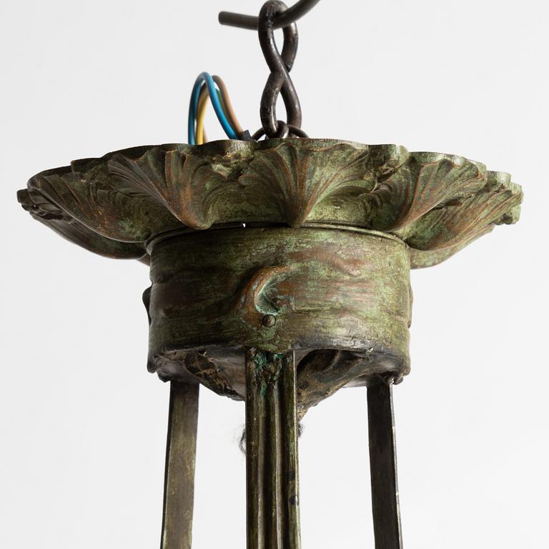 Arvid Böhlmarks Lampfabrik, a model 3853 A Art Nouveau ceiling lamp, Stockholm, 1910s.
