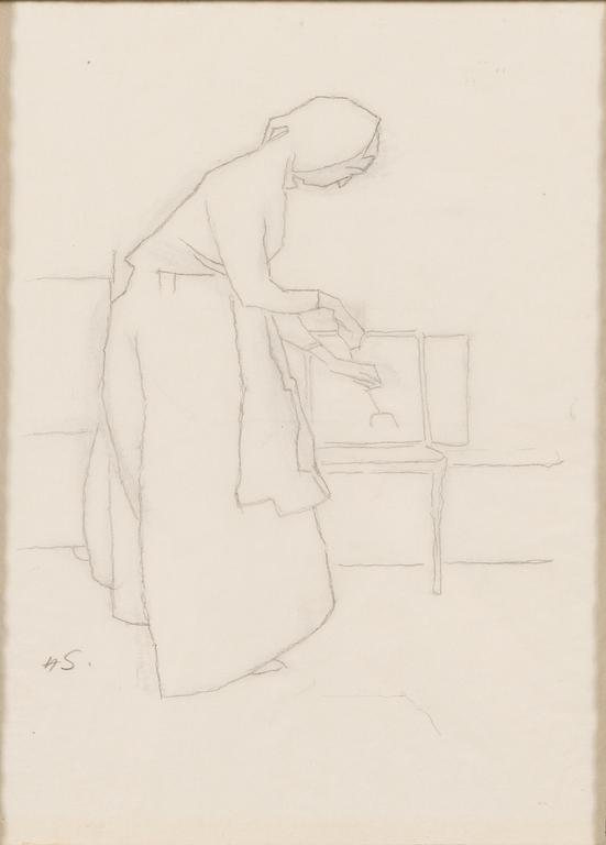 Helene Schjerfbeck, Framför brasan.