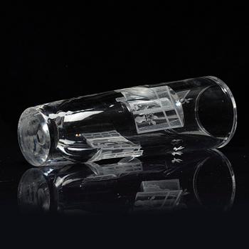 Tapio Wirkkala, a rare engraved "Finestra" glass vase, Iittala, Finland, 1947, model 3220, engraved by Theodor Käppi.