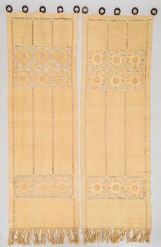 Two pairs of early 20th century curtains, Jämtland, Sweden.