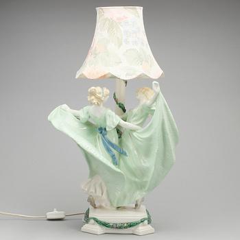 BORDSLAMPA, porslin, Rudolph Podany, Keramos-Wiener Keramik, Wien troligen 1920-tal.