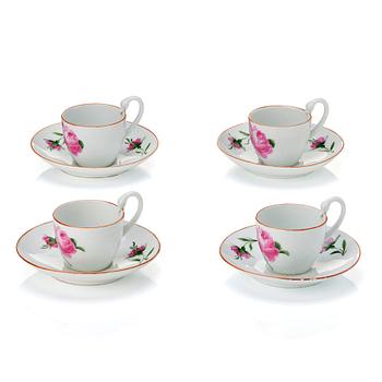 770. Meissen, Coffee cups with saucers, four pieces, porcelain, 1920s.
