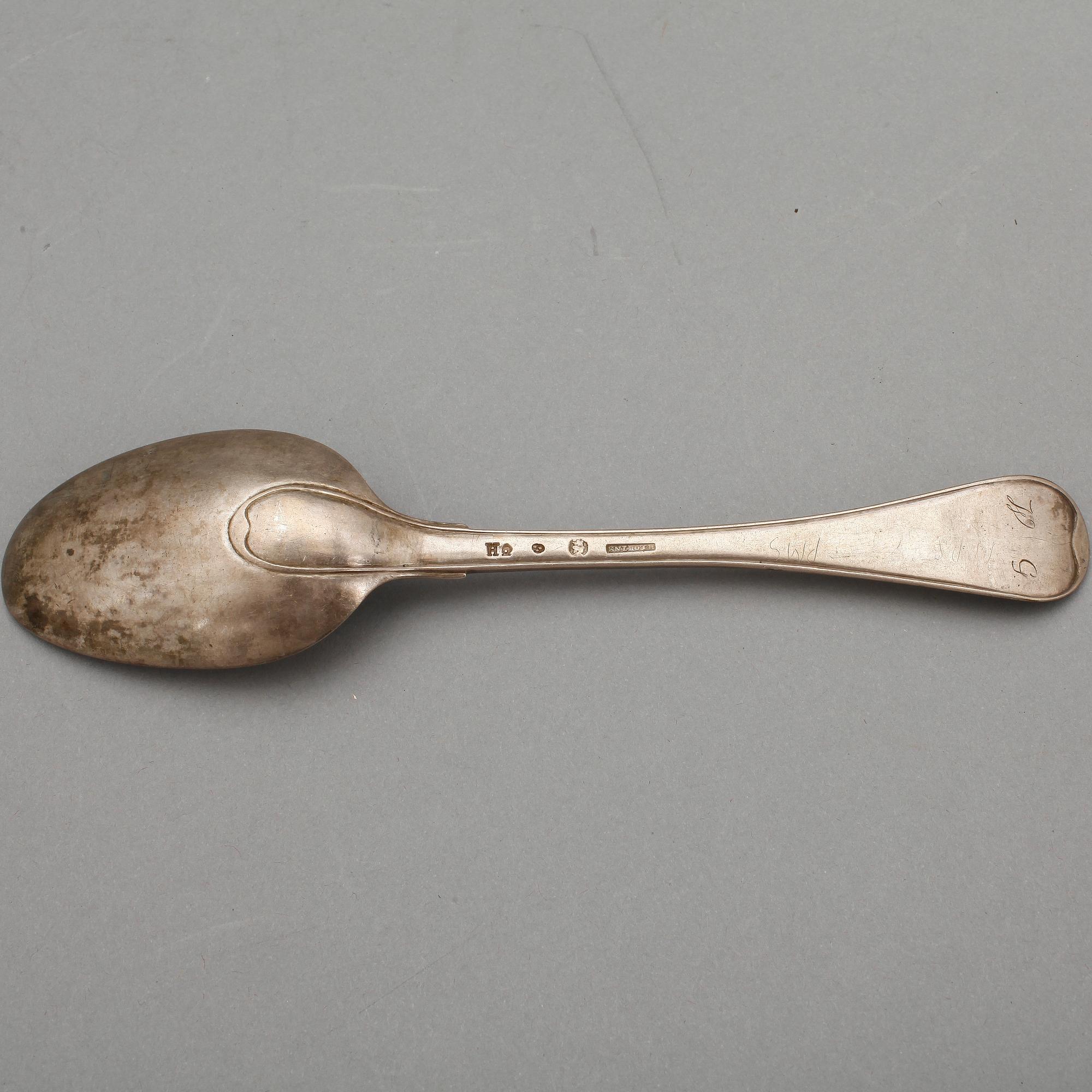 MATSKEDAR, 5 st, silver, bla Lars Boye och Petter Eneroth, Stockholm, 1700-tal. Tot ca 286 gram.