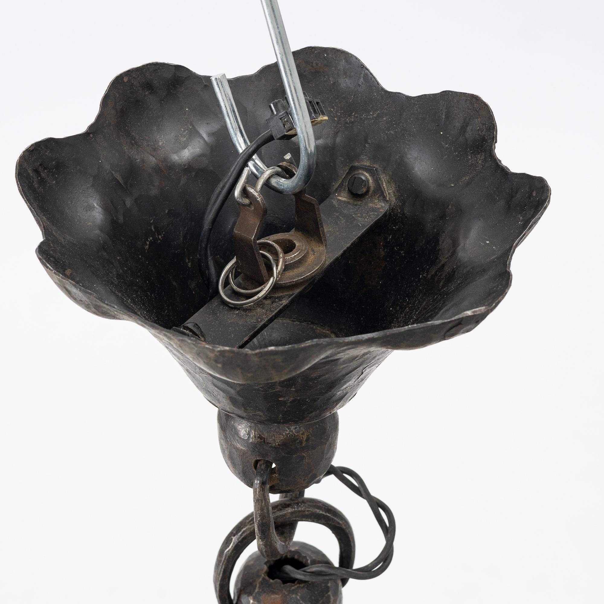 An Art Nouveau ceiling lamp, Böhlmarks, circa 1900.