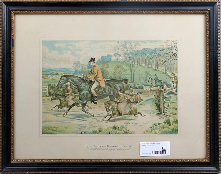 FÄRGLITOGRAFIER, 4 st, England, 1800-talets slut.