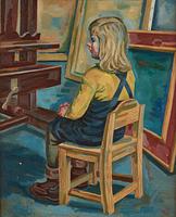 Otte Sköld, Girl sitting by the easel.