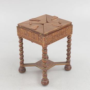 A Baroque style table with boardgames. 1900-tal.