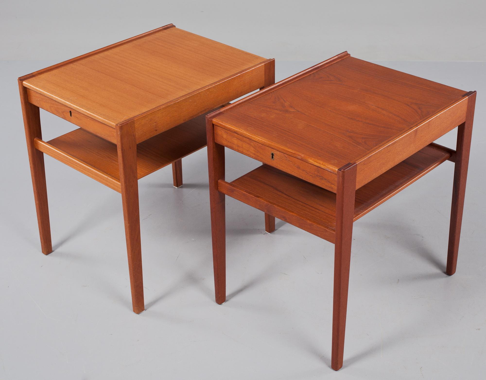 SÄNGBORD, ett par, "Dixi", Engström och Myrstrand, Tingströms, 1900-talets andra hälft. 1950/60-tal.