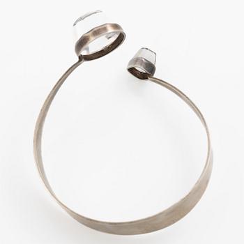 Arm ring and ring, silver with rock crystal, arm ring by Gert Thysell,