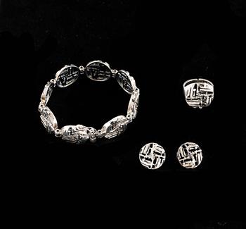 SMYCKESET, 3 delar, silver 830, Jorma Laine, Finland, 1960-70-tal. Vikt 44,2g.